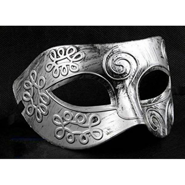 Men's One Size Retro Gladiator Masquerade Mask Black/Silver